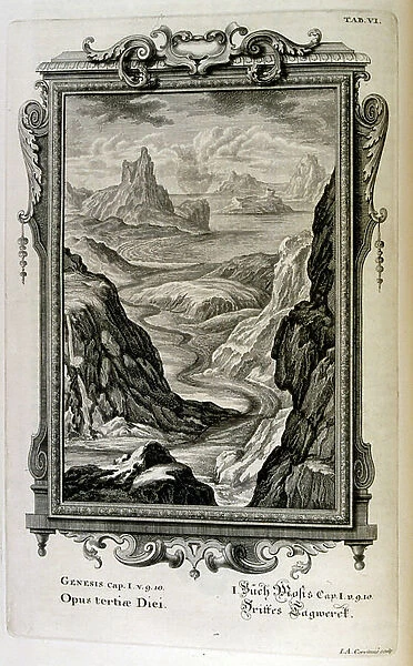 The Genesis creation narrative is the creation myth of both Judaism and Christianity. The Third Day of Creation: The Seas are created, 18th century (engraving)