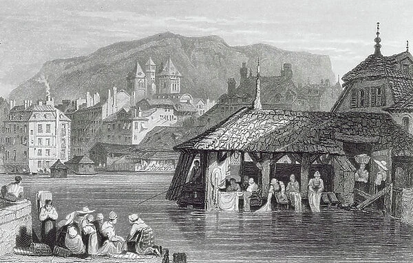Geneva, on the Lake of Leman, Switzerland (engraving)