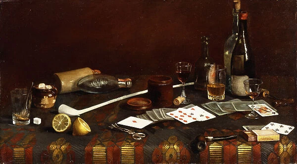 A Gentlemans Table, (oil on canvas)
