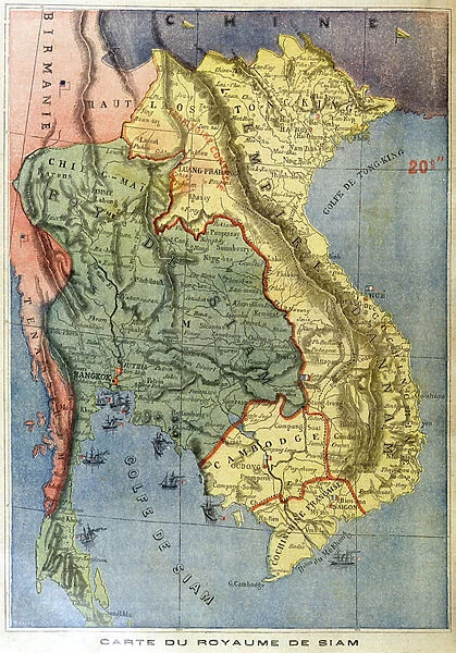 Geographic map of the kingdom of Siam - in 'Le petit journal'