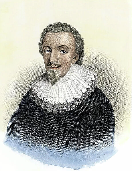 George Calvert (1582-1632), First Baron of Baltimore, founder of an English colony (the colony of Maryland). Colour engraving of the 17th century