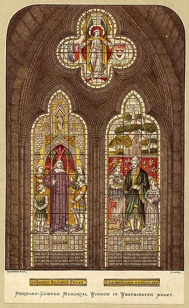George Herbert and William Cowper window, Westminster Abbey, London (chromolitho)