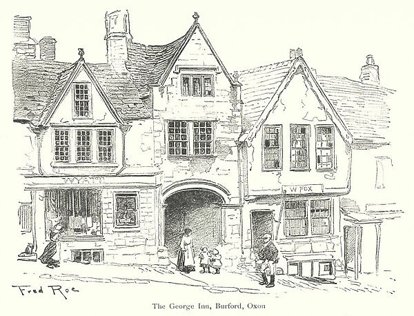 The George Inn, Burford, Oxon (litho)