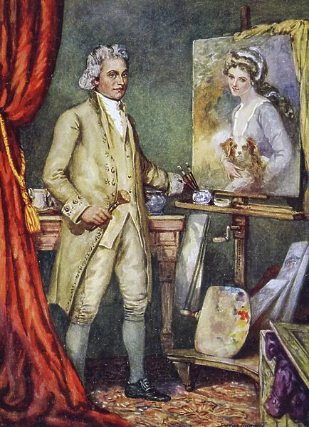 George Romney painting a portrait of Lady Hamilton