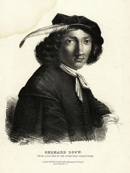 Gerhard Douw or Gerrit Dou, Dutch artist, 1827 (lithograph)