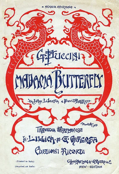 Giacomo Puccini (1858 - 1924), libretto for the opera ' Madame Butterfly '. Japanese tragedy of L. Illica, G. Giacosa. first performance: Milan Teatro alla Scala 17 February 1904