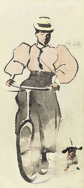 Girl on a Bicycle, c. 1896 (w / c on paper)