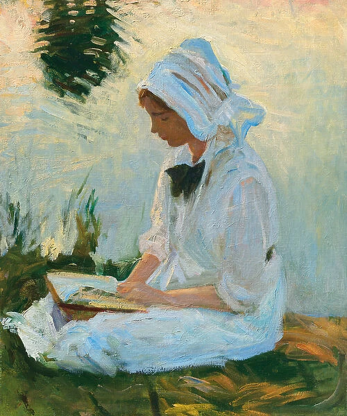 Girl reading by a stream, c. 1888 (oil on canvas)