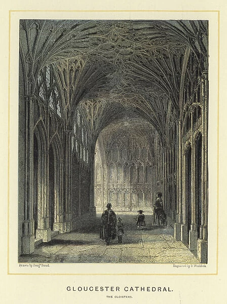 Gloucester Cathedral, the cloisters (colour litho)