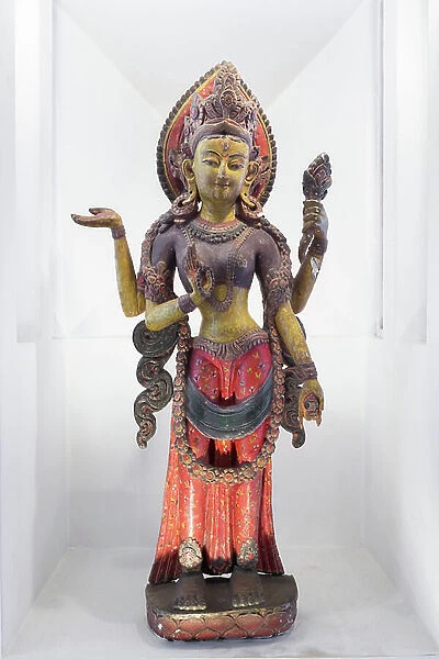 The goddess Bhrikuti, Nepal (wood, gesso, polychrome paint and gilt)