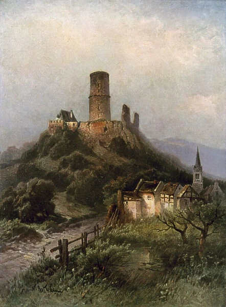The Godesburg (colour litho)