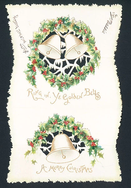 Golden Bells, Christmas Card (chromolitho)
