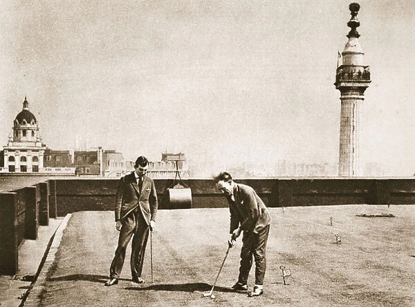Golf practice for office workers on the roof of Adelaide House
