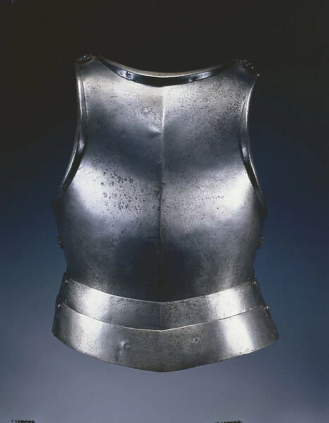 Gothic Breastplate and Taces, North Italy, c. 1475-1500 (steel with brass rosette rivets)
