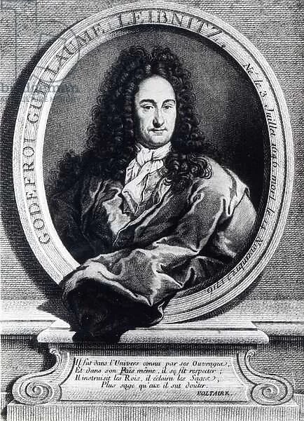 Gottfried Wilhelm Leibniz (engraving) (b  /  w photo)