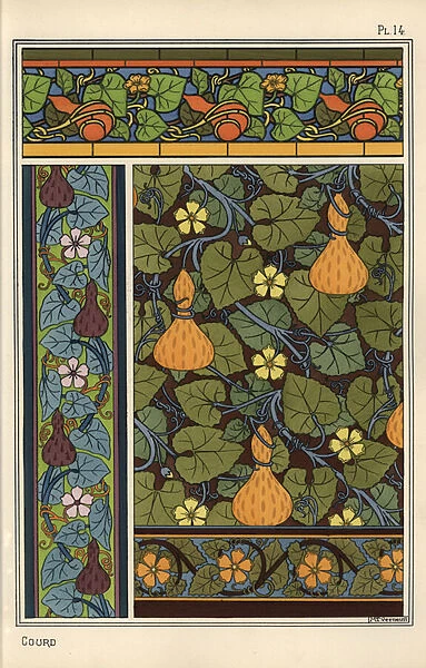 Gourd in wallpaper, stained glass and fabric patterns, 1897 (lithograph)