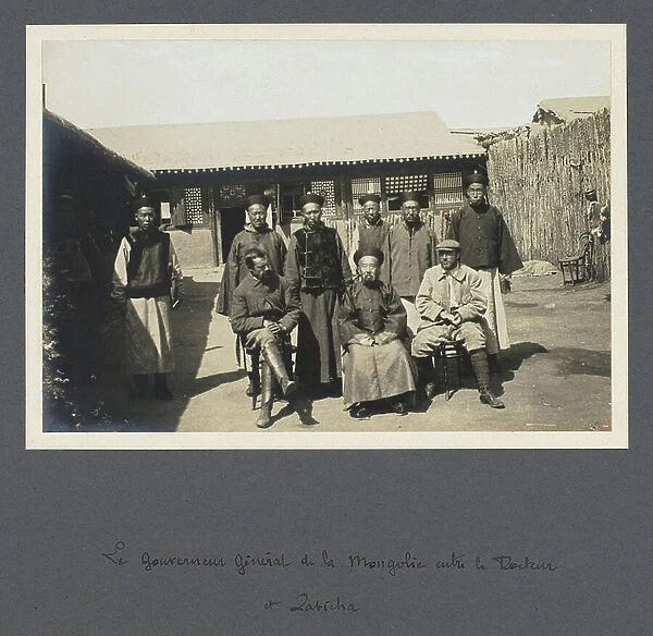 Governor General of Mongolia between Dr. Bertaud of Chazaud and Zabieha, August 29 - Mission to North West Mongolia - Album of the mission of the commander of Bouillane de Lacoste in 1909 in Mongolia