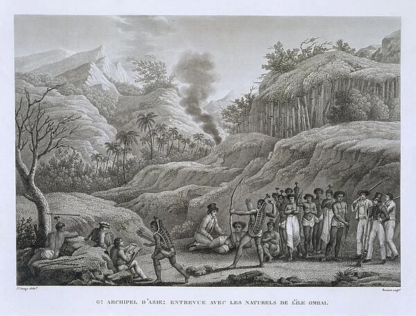 Great Asian Archipelago: French explorers with natives on the Island of Ombai
