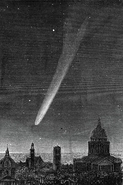 The great comet seen in Paris October 17, 1882, engraving by P. Fouche