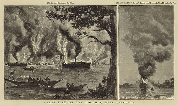 Great Fire on the Hooghly, near Calcutta (engraving)