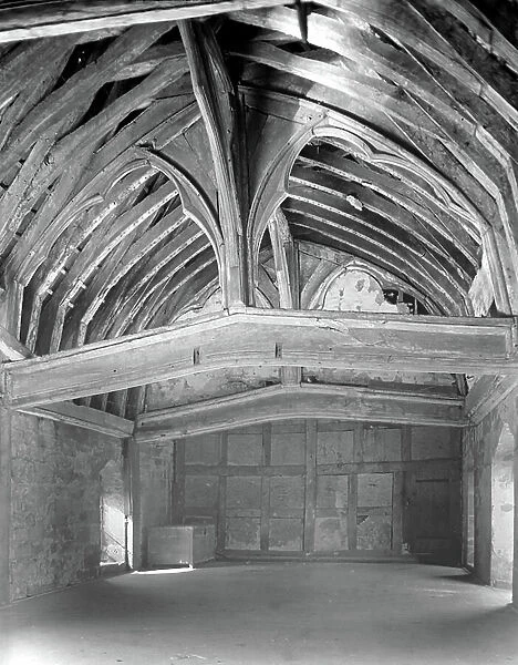 The Great Hall, Brinsop Court (b / w photo)