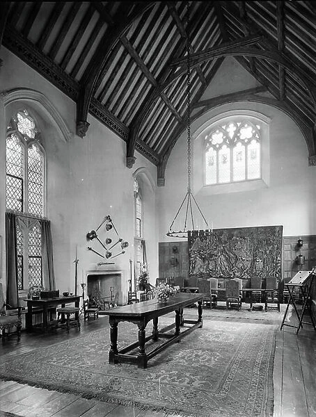 The Great Hall, Nymans, Sussex, from England's Lost Houses by Giles Worsley (1961-2006) published 2002 (b / w photo)