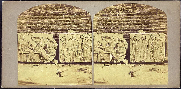 Greece, Athenes: The low relief of Phidias in the Parthenon, 1860 - photograph of rumine paris 10, rue de villedo
