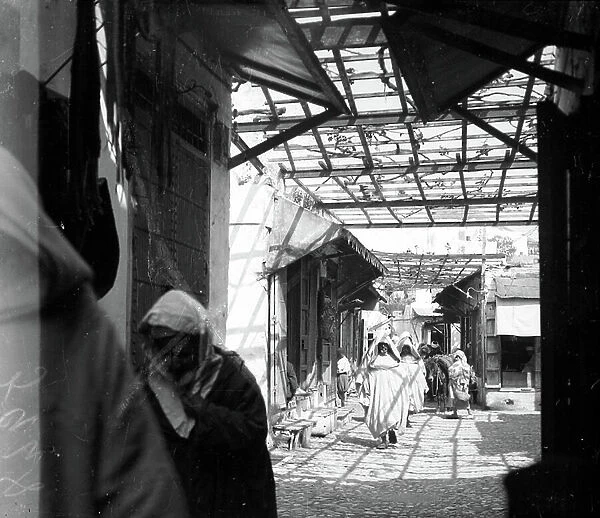 Greece, Thessaloniki or Thessaloniki: A covered walk with shops, 1916