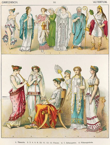 Greek Theatrical Dress, from Trachten der Voelker, 1864 (colour litho)