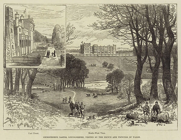 Grimsthorpe Castle, Lincolnshire, visited by the Prince and Princess of Wales (engraving)