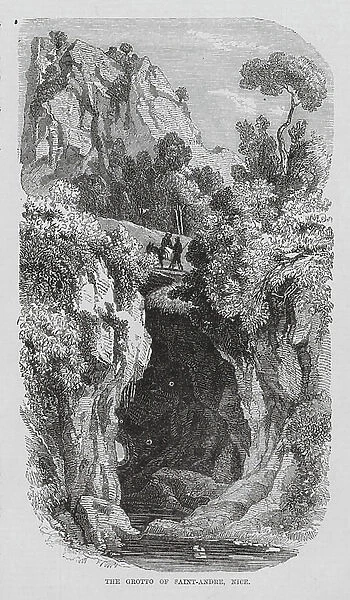 Grotto of St Andre, Nice, France (engraving)