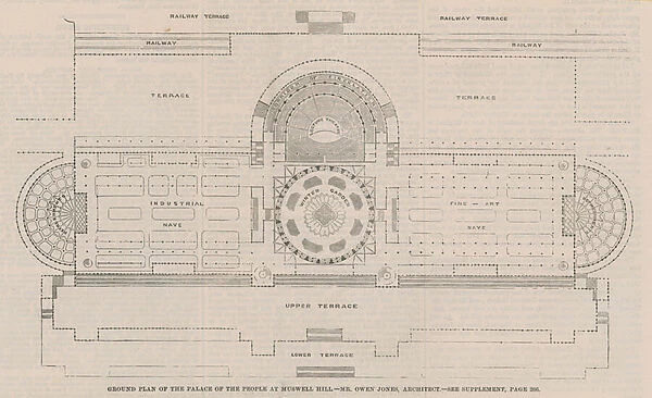 Ground plan of the Palace of the People at Muswell Hill (engraving)