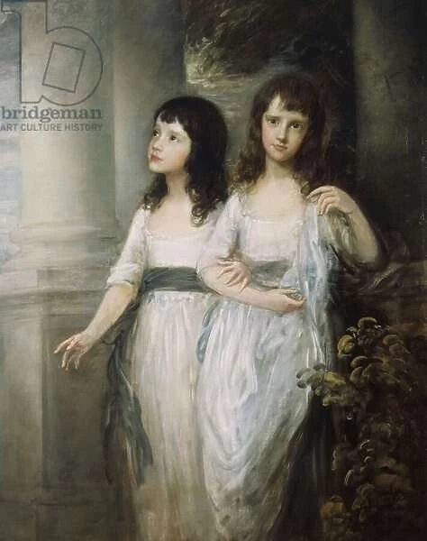 A Group Portrait of the Misses Sloper, both standing nearly full length in White Dresses