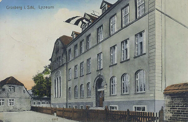 Gruenberg in Silesia, Lyceum, Zielona Gora in Silesia, Germany, Poland, view around 1900-1910