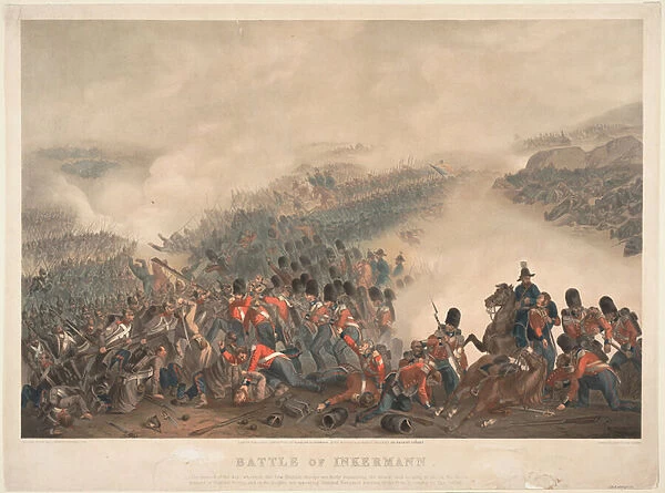 Guerre de Crimee: la bataille d Inkerman - The Battle of Inkerman on November 5, 1854 - Norie, Orlando (1832-1901) - 1855 - Colour lithograph - 52, 5x70, 4 - Private Collection