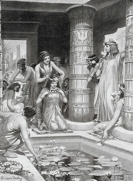 Guests at a Feast being crowned (litho)