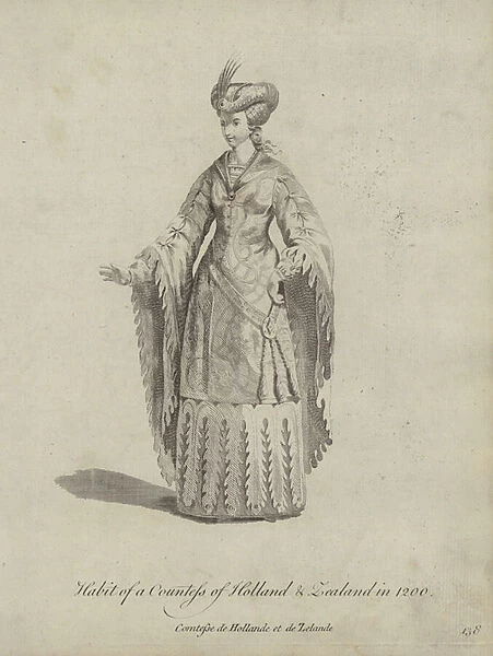 Habit of a Countess of Holland and Zealand in 1200 (engraving)
