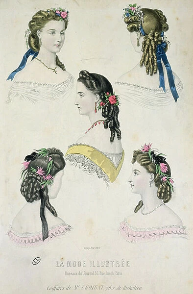 Hairstyles of Monsieur Croisat, from La Mode Illustree