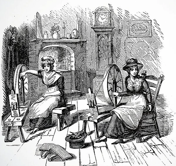Hand spinning, carding and roving, 1848
