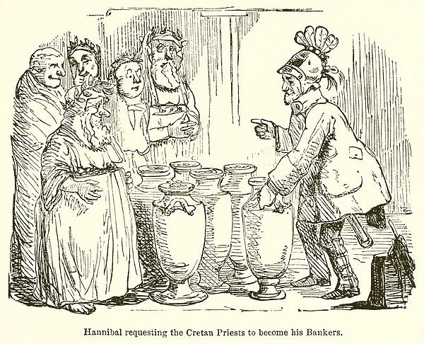 Hannibal Requesting the Cretan Priests to become his Bankers (engraving)