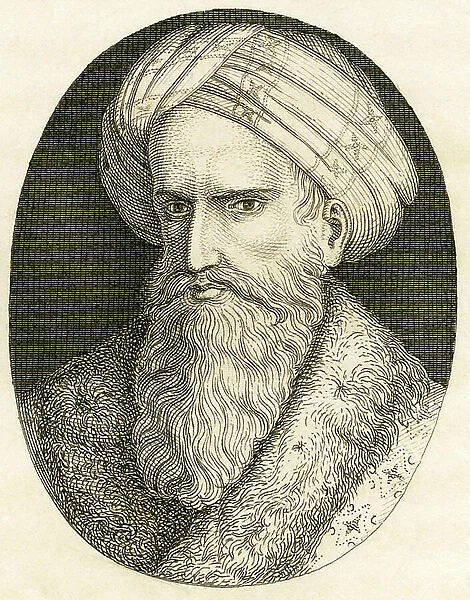 Harun al-Rashid, the fifth Abbasid Caliph, copperplate engraving from Strahlheim, 1840s (engraving)