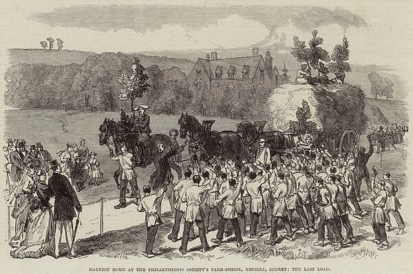 Harvest Home at the Philanthropic Societys Farm-School, Redhill, Surrey, the Last Load (engraving)