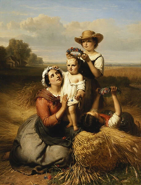 The Harvesters Family, 1855 (oil on panel)