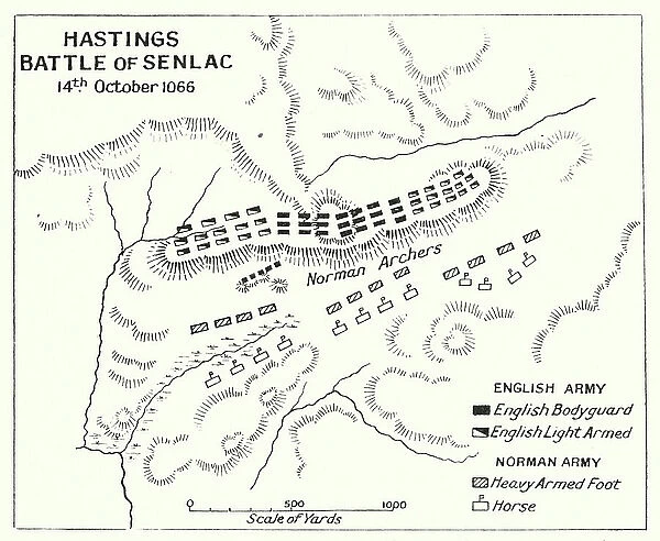 Hastings, Battle of Senlac, 14 October 1066 (litho)