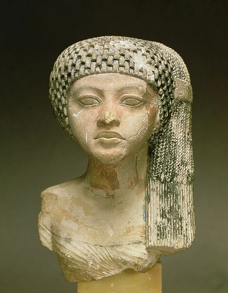 Head of a Princess from the family of Akhenaten, New Kingdom (painted limestone