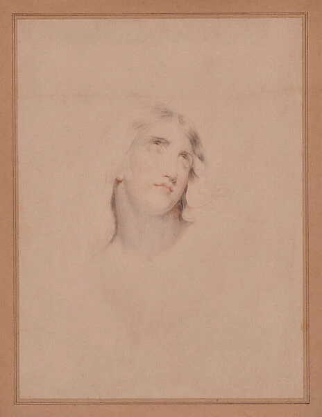 Head of a Young Man in Ecstasy, 1769-1830 (Chalk)