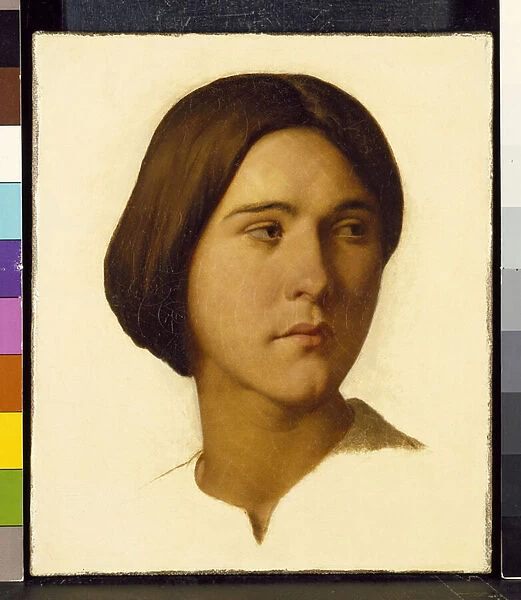 Head of a Young Woman Looking to Her Left, 19th century (oil on canvas)