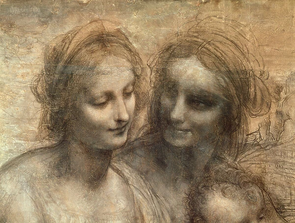Detail of the Heads of the Virgin and St. Anne, from The Virgin and Child with SS