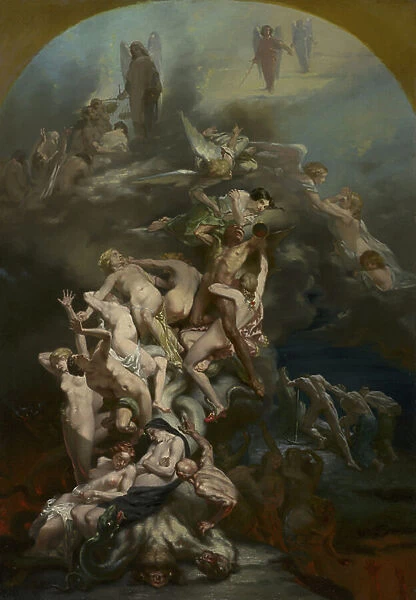 Heaven and Hell, c.1850 (oil on fabric)