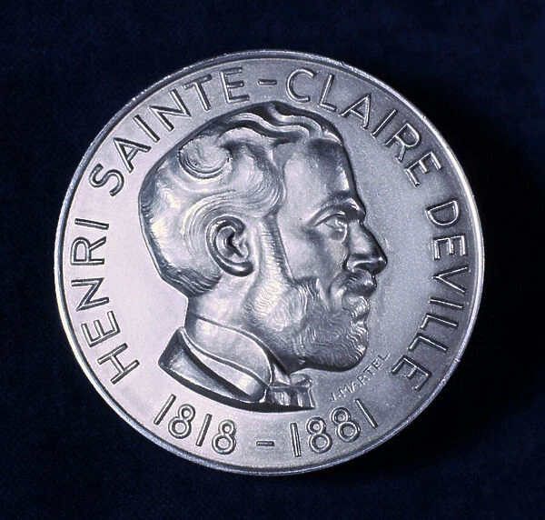 Henri Etienne St Claire Deville, 19th century French chemist. 1855 (obverse of a medal commemorating 100 years of the use of aluminium)